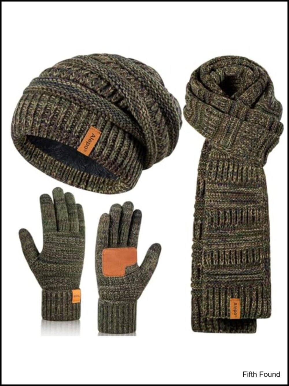 Women's Winter Beanie Hat Scarf Gloves Set, Acrylic Slouchy with Touchscreen